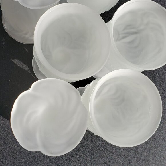 Embossed Floral Frosted Glass Water Goblet set-6 vintage1980s Avon textured - Picture 8 of 10